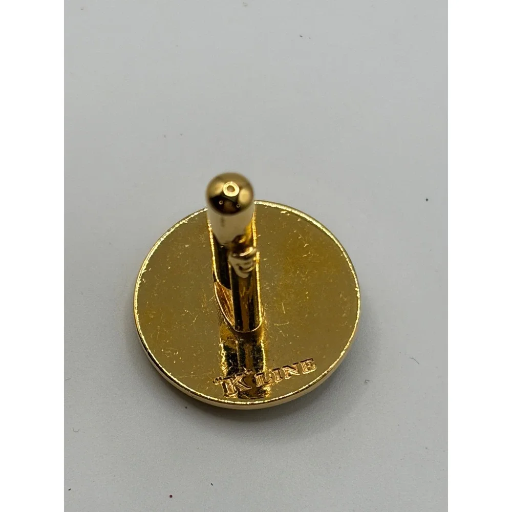 K Line Mens Gold Tone Black Enamel Anchor Nautical Toggle Back Cufflinks